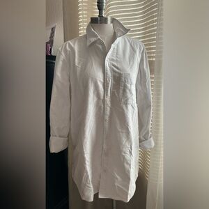 American Eagle Outfitters Twill Button-Down Shirt White Long Sleeve